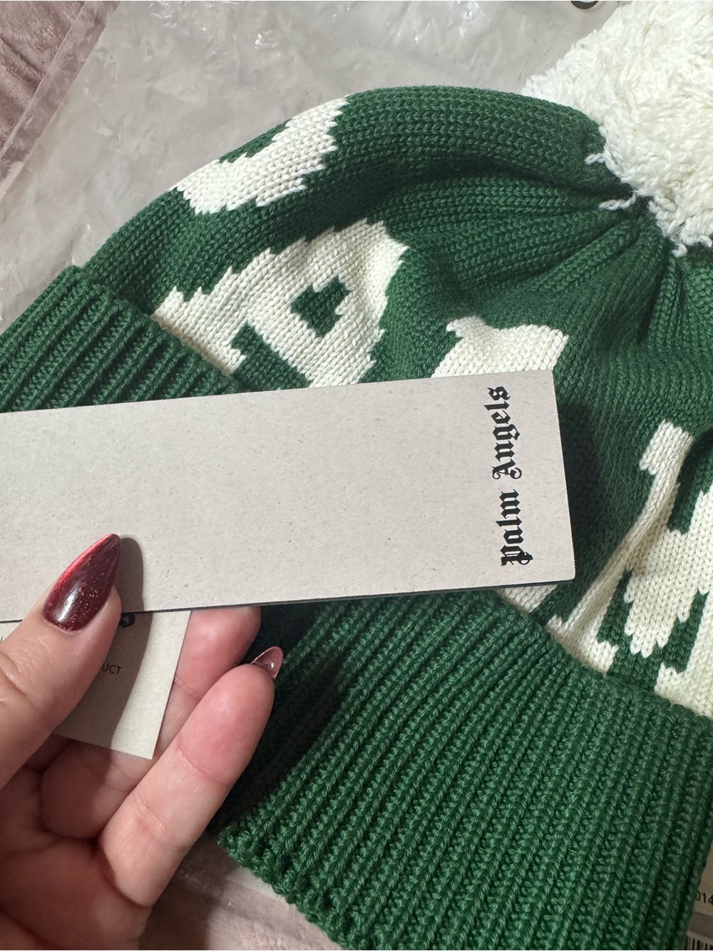 🔥NWT🔥 Palm Angels Green Beanie - Picture 5 of 5